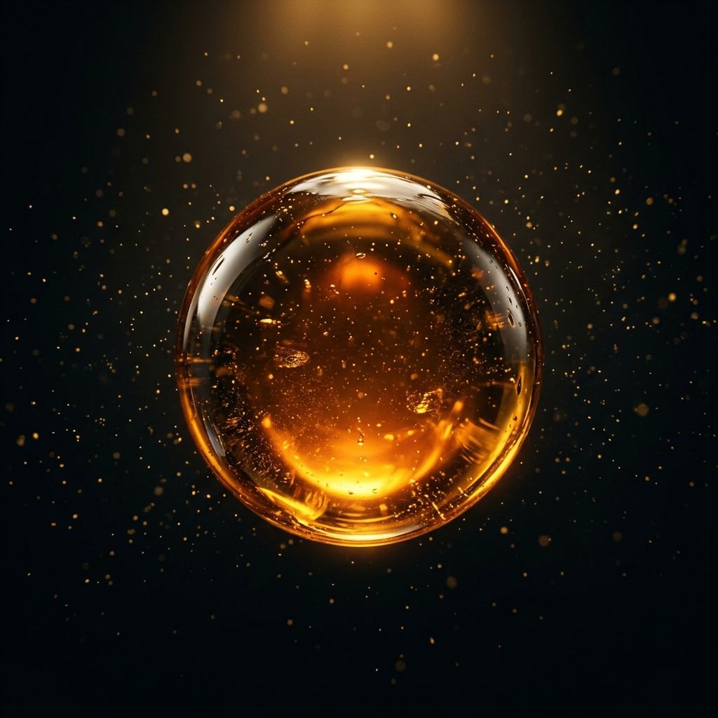 Golden sunflower oil droplet